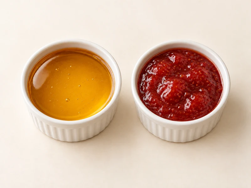Gegenereerde serveersuggestie met honing en aardbeienjam