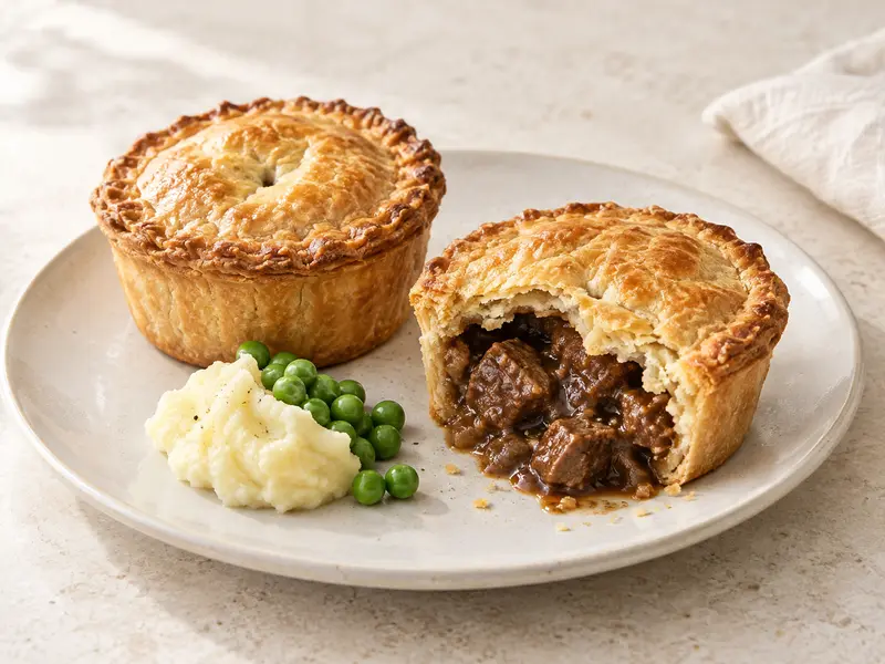 Gegenereerde serveersuggestie met traditionele Britse en Ierse hartige pies