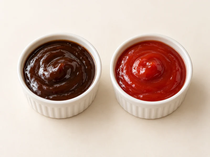Gegenereerde serveersuggestie met brown sauce en ketchup