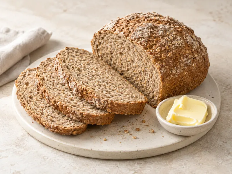 Gegenereerde serveersuggestie met volkorenbrood en boter